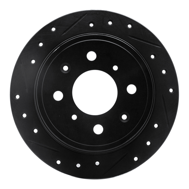 Chrysler LHS Brake Rotor (1) - Front Left - R1 Concepts - Drilled & Slotted - Black - `98-`00